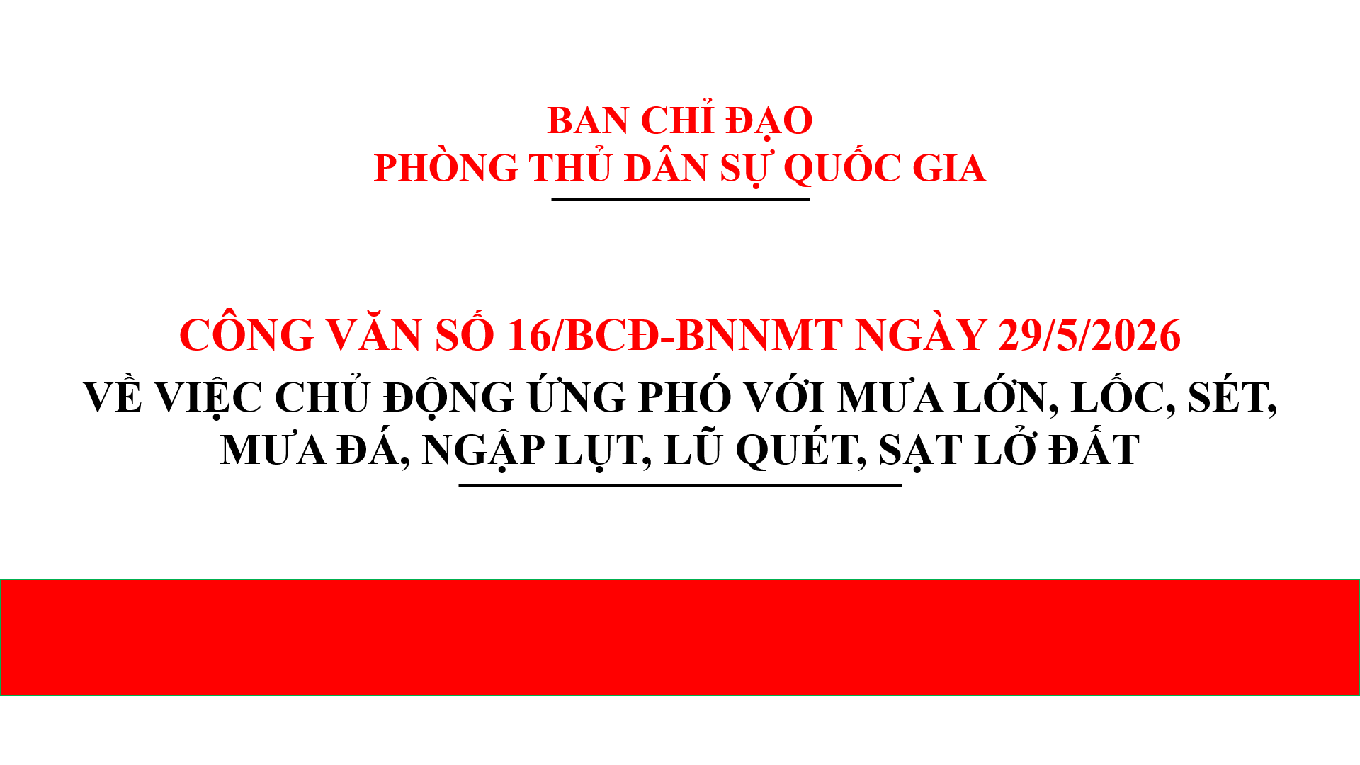 Chủ động ứng phó với mưa lớn, lốc, sét, mưa đá, ngập lụt, lũ quét, sạt lở đất
