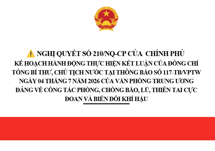 Nghị quyết về Kế hoạch hành động thực hiện kết luận của đồng chí Tổng Bí thư,Chủ tịch nước về công tác phòng, chống bão, lũ, thiên tai cực đoan và biến đổi khí hậu
