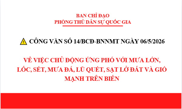 Đề nghị các tỉnh/ thành phố chủ động ứng phó với mưa lớn, lốc, sét, mưa đá, lũ quét, sạt lở đất và gió mạnh trên biển.