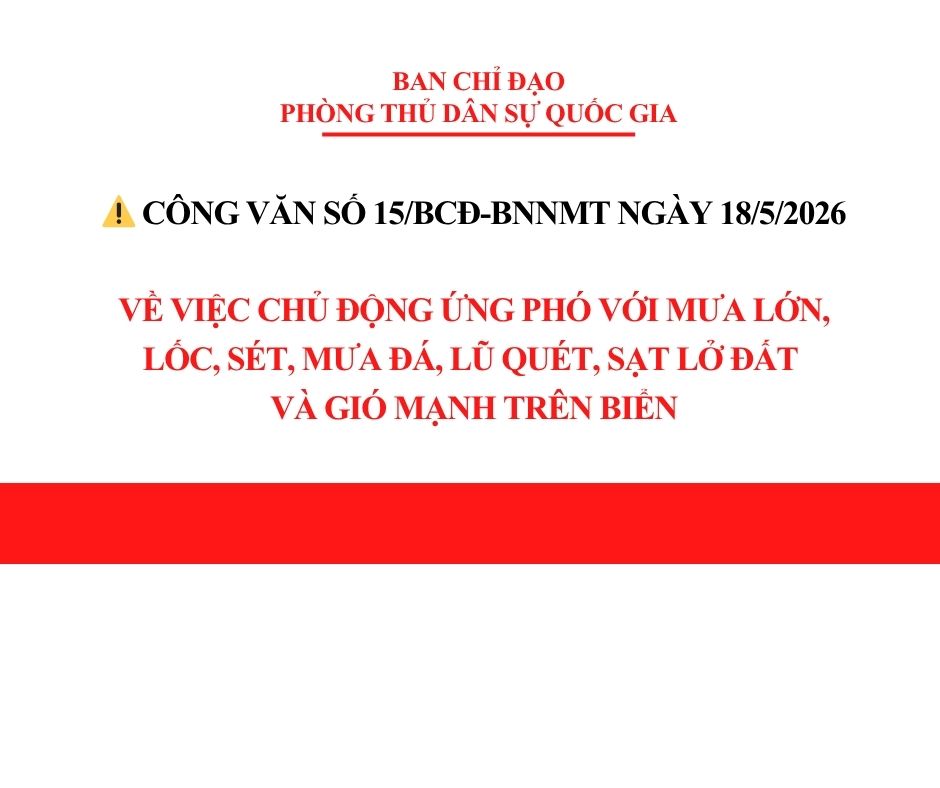 Đề nghị các tỉnh, TP chủ động ứng phó với mưa lớn, lốc, sét, mưa đá, lũ quét, sạt lở đất, gió mạnh trên biển.