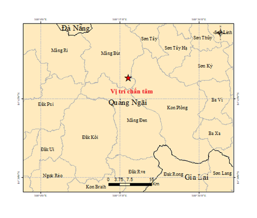 Động đất mạnh 3.5 độ ở Quảng Ngãi gây rung lắc