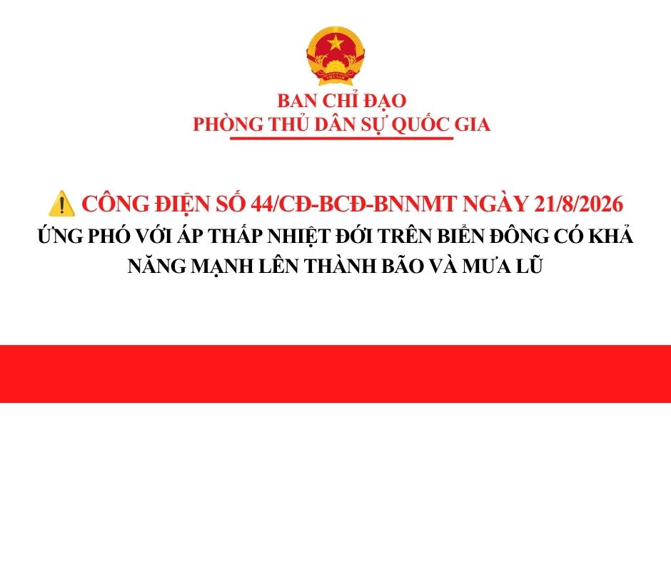 Công điện về việc ứng phó với áp thấp nhiệt đới trên biển Đông có khả năng mạnh lên thành bão và mưa lũ